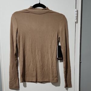 Truth By Republic: Ribbed Beige Long Sleeve Mock Neck Top